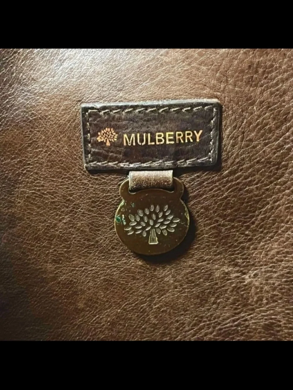 Mulberry Dark Brown Leather Shoulder Tote with Buckle Strap